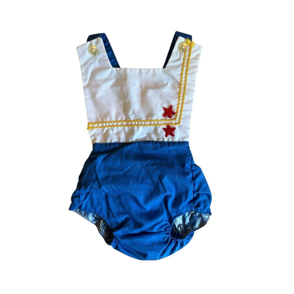 Baby Jumpsuit 0-3 Months Vintage Baby Onsie Star American Romper‎ By Fawn